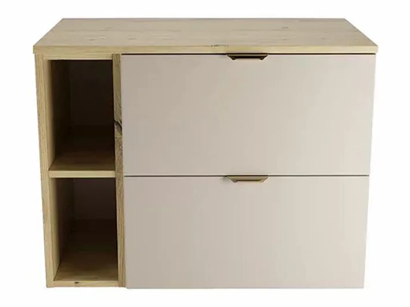 Conjunto para baño 80 cm Armario con encimera y estantería Roble Artisan / Cachemira Orio Beige New