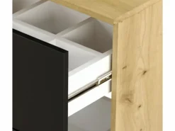 Conjunto para baño 120 cm Armario con encimera Armario con cesta Estantería Roble Artisan / Orio Negro Best