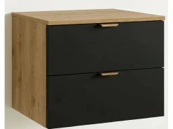 Conjunto para baño 80 cm Armario con encimera Columna Roble Artisan / Orio Negro New
