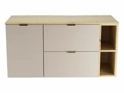 Conjunto para baño 120 cm Armario con encimera Armario con cesta Estantería Roble Artisan / Cachemira Orio Beige Clearance