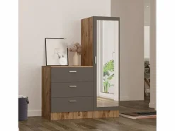 Les Tendances Conjunto pasillo Kailua 2085, 140x100x45cm, Espejo, Pino|Antracita, Aglomerado laminado Multicolor Clearance