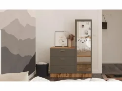 Les Tendances Conjunto pasillo Kailua 2085, 140x100x45cm, Espejo, Pino|Antracita, Aglomerado laminado Multicolor Clearance