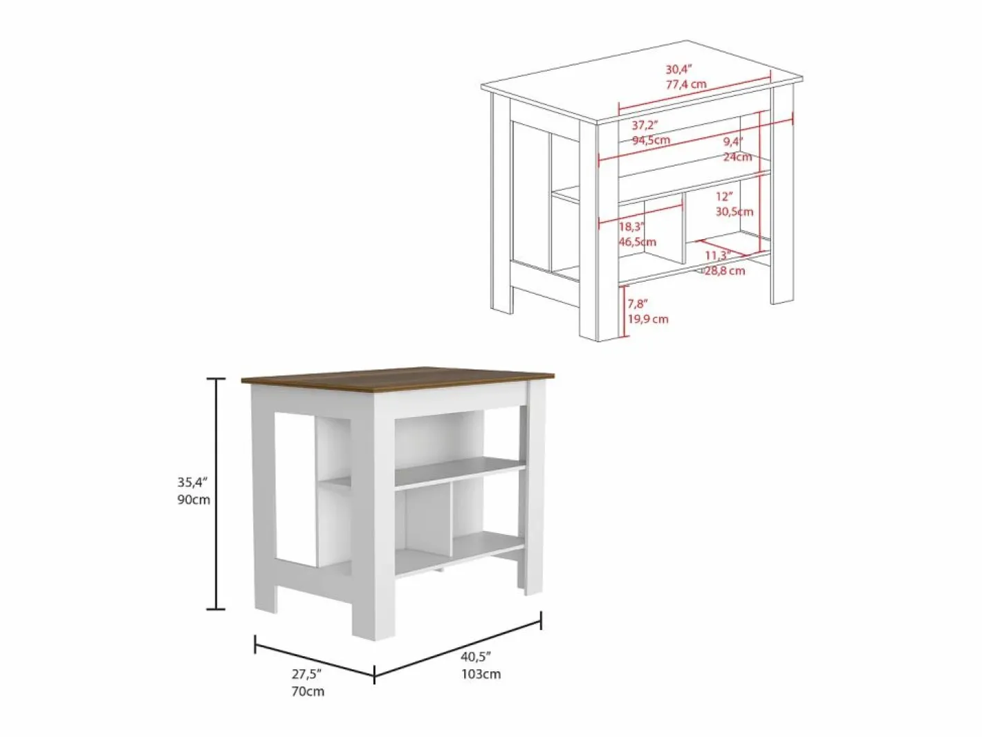 TuHome Cocina Completa|Conjunto Phoenix de Cocina, Isla de Cocina + Mueble de Cocina con fregadero