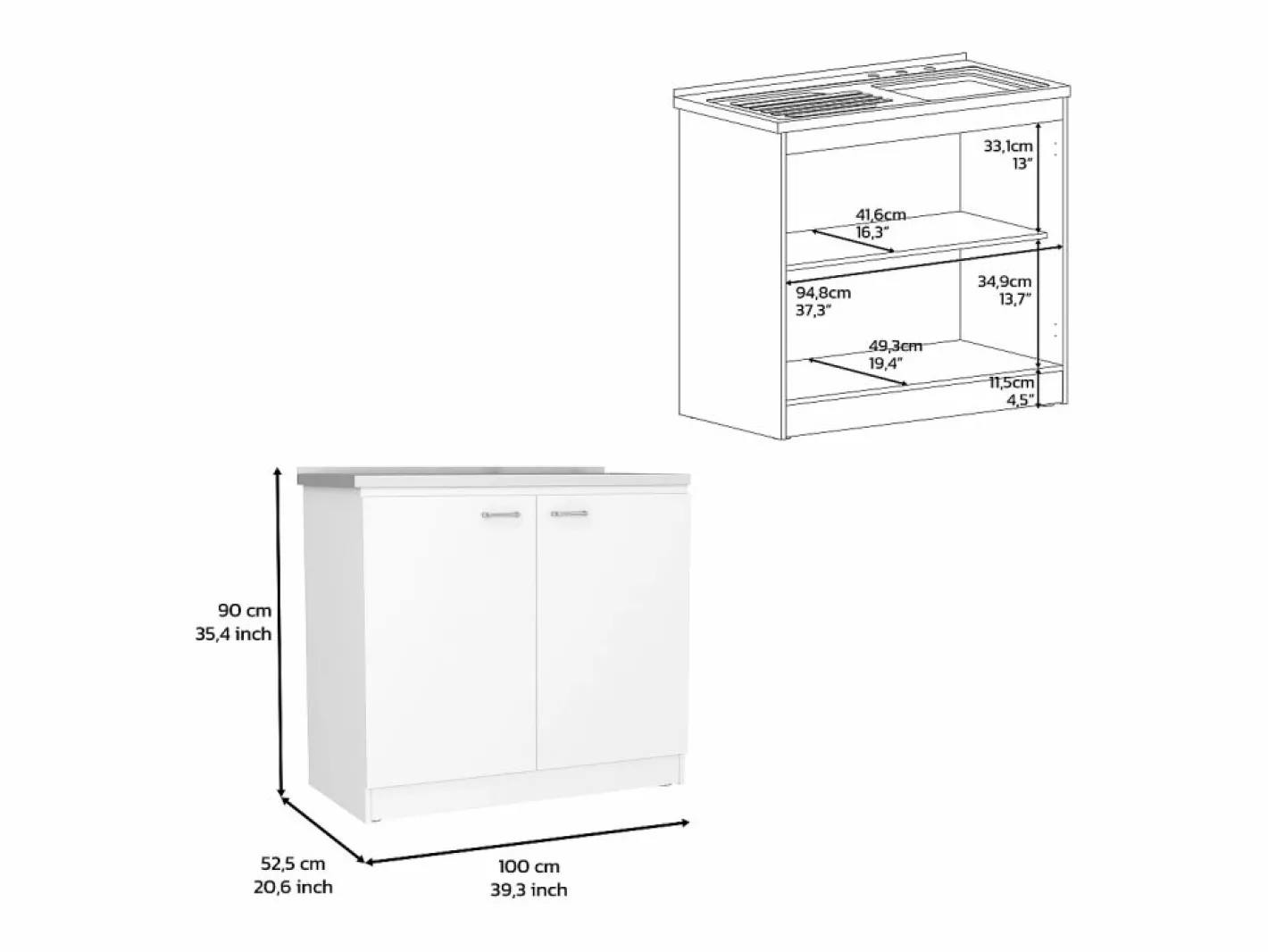 TuHome Cocina Completa|Conjunto Phoenix de Cocina, Isla de Cocina + Mueble de Cocina con fregadero