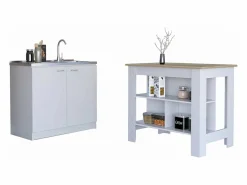 TuHome Conjunto Phoenix de Cocina, Isla de Cocina + Mueble de Cocina con fregadero Multicolor Outlet