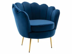 Conjunto sofá de 2 plazas y sillón de terciopelo azul noche DANDELION^Vente-unique New
