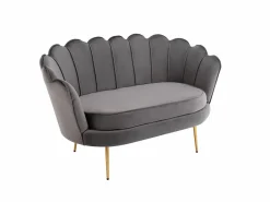 Vente-unique Conjunto sofá de 2 plazas y sillón de terciopelo antracita DANDELION Gris antracita Sale
