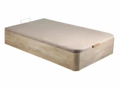 NATUREA Conjunto somier arcón colchón espuma tela de bambú 90 x 190 cm KANANI de Color natural claro New