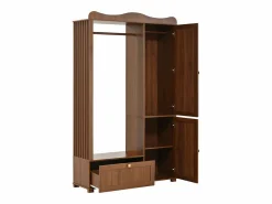 ModernLuxe Armario De Entrada|Conjunto vestidor de entrada - 115,5x38,5x194,5 cm - con espejo y tendedero abierto - 1 cajón y 2 puertas - MDF - Color nogal