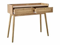 Calicosy Consola 2 cajones con frentes de ratán y patas de madera L100 cm - PALMO Color natural claro Online