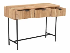Vente-unique Consola|Consola 3 cajones de madera de acacia y metal negro - Natural claro - ALEVIA