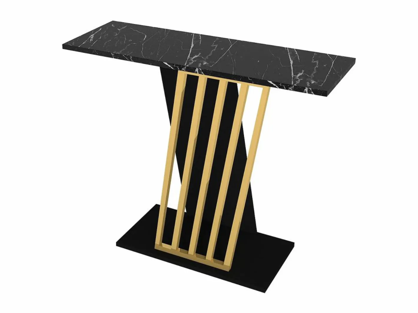 Vente-unique Consola|Consola - Color: Efecto mármol negro y dorado - ORSONA