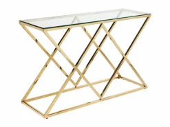 Vente-unique Consola Art Déco - Vidrio templado y acero - Acabado dorado. CHARLOTTE Transparente / Dorado New