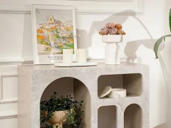Vente-unique Consola con 5 compartimentos - Efecto mármol - LUELA Gris Outlet