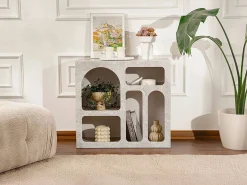 Vente-unique Consola con 5 compartimentos - Efecto mármol - LUELA Gris Outlet