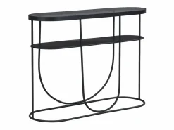 Vente-unique Consola|Consola con 1 estante en metal y cristal ahumado - Negro y Transparente - PRETORIA