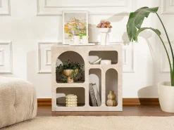 Vente-unique Consola|Consola con 5 huecos - Efecto mármol - LUELA