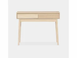 Sweeek Consola con efecto madera de 2 cajones, 100cm madera Marru00f3n Outlet