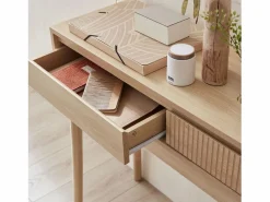 Sweeek Consola con efecto madera de 2 cajones, 100cm madera Marru00f3n Outlet