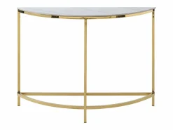 Vente-unique Consola de cerámica y acero inoxidable - Efecto mármol blanco y dorado - CYLIAN Blanco / Dorado Sale