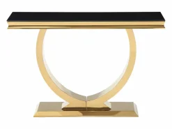 Vente-unique Consola de cristal templado y acero inoxidable - Oro y Negro - ROWAN de Pascal Morabito Negro / Dorado New