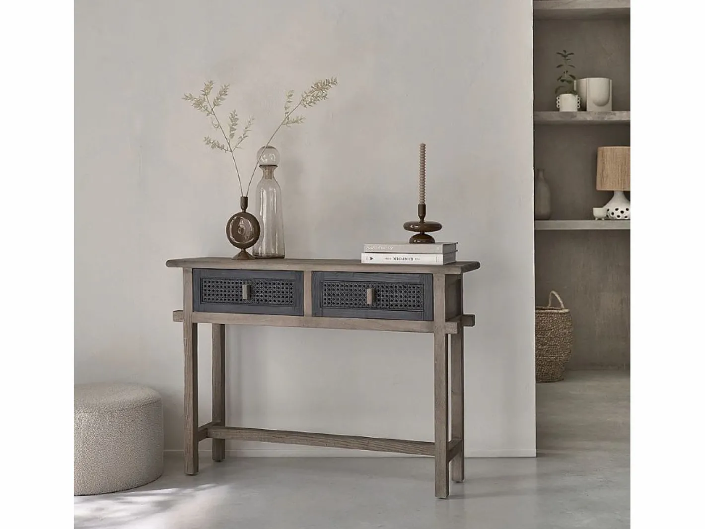 BERAH GETAH Consola de madera de pino maciza reciclada Gris Best