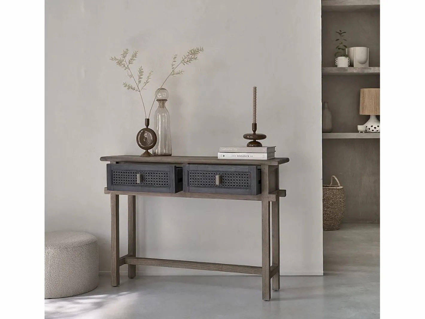 BERAH GETAH Consola de madera de pino maciza reciclada Gris Best