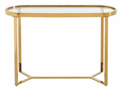 Consola de vidrio templado y acero inoxidable cromado - Transparente y dorado - JOLINY^Vente-unique Sale