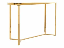 Consola de vidrio templado y acero inoxidable cromado - Transparente y dorado - JOLINY^Vente-unique Sale