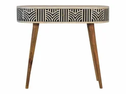 Consola|Consola Edessa Artisan Furniture con incrustaciones de hueso, 1 cajón, marrón claro