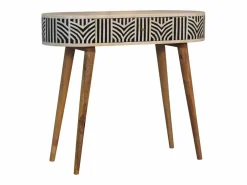Consola|Consola Edessa Artisan Furniture con incrustaciones de hueso, 1 cajón, marrón claro