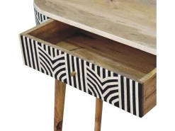 Consola|Consola Edessa Artisan Furniture con incrustaciones de hueso, 1 cajón, marrón claro