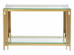 Consola en vidrio templado y acero inoxidable - Oro - NOMELANO^Vente-unique Clearance