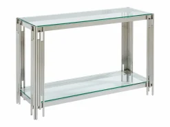 Consola en vidrio templado y acero inoxidable - Cromo - NOMELANO^Vente-unique Outlet