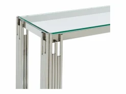 Consola en vidrio templado y acero inoxidable - Cromo - NOMELANO^Vente-unique Outlet
