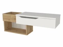 Consola flotante con 1 cajón y 2 estantes - Natural y blanco - DAREKA^Vente-unique Sale
