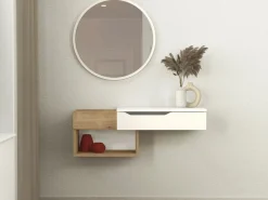 Consola flotante con 1 cajón y 2 estantes - Natural y blanco - DAREKA^Vente-unique Sale