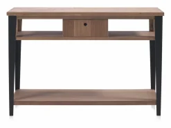 Consola madera fresno con cajón y patas metálicas^ New