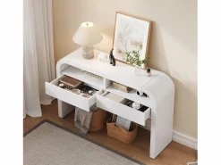 Consola mesa 120x35,5x76,5cm - con 2 cajones - Esquinas redondeadas - estantes abiertos - MDF -^ModernLuxe Hot