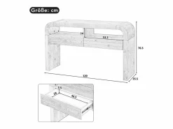 Consola mesa 120x35,5x76,5cm - con 2 cajones - Esquinas redondeadas - estantes abiertos - MDF -^ModernLuxe Hot
