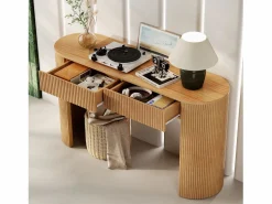 Consola mesa 120x33x76cm - con 2 cajones - Esquinas redondeadas - MDF - Natural^ModernLuxe Clearance