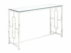 Vente-unique Consola|Consola moderna de cristal templado y acero cromado. CLOTILDE