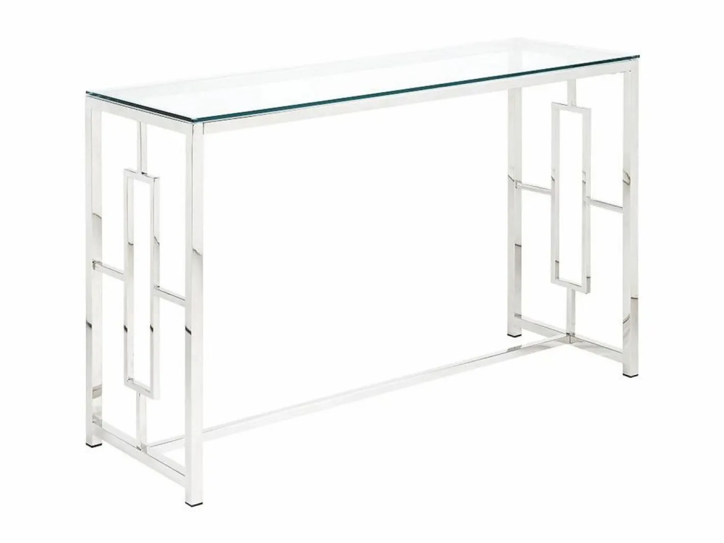 Vente-unique Consola|Consola moderna de cristal templado y acero cromado. CLOTILDE