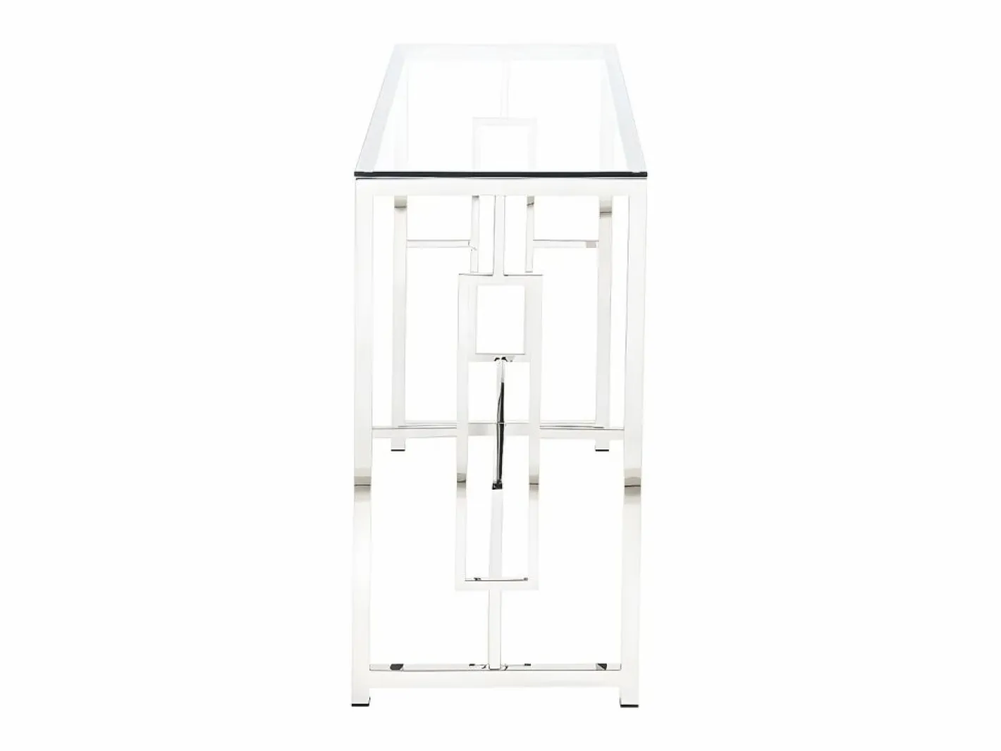 Vente-unique Consola|Consola moderna de cristal templado y acero cromado. CLOTILDE