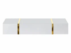 Vente-unique Consola|Consola suspendida con 3 puertas - Blanco brillante y dorado - MARZIALO