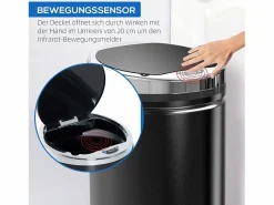 Contenedor sensorial de 42L, apertura automática, acero inoxidable, (30,5x30,5x68 cm)^ Sale