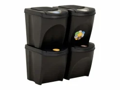 Helloshop26 Contenedores apilables 4 piezas antracita 100 litros 02_0006048 Multicolor Best