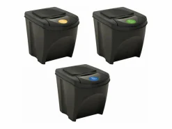 Helloshop26 Cubo De Basura Para Cocina|Contenedores apilables 3 piezas antracita 75 L 02_0006079