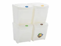Contenedores de basura apilables 4 unidades 100 litros polipropileno 02_0006036^Helloshop26 Sale