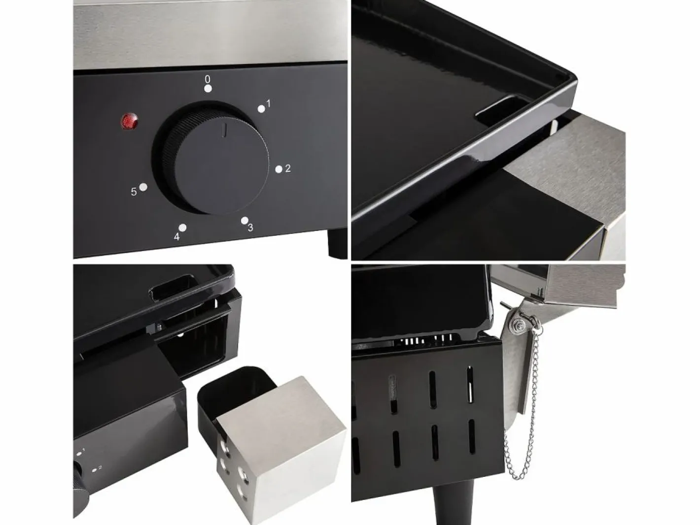 Cook'in Garden - Plancha eléctrica + tapa de hierro fundido FINESTA - 2,5 kW Negro Hot